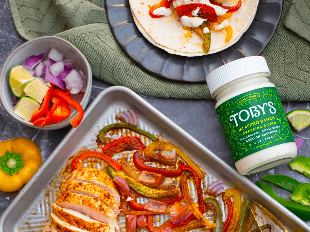 How to make Sheet Pan Chicken Fajitas with Toby’s Jalapeño Ranch