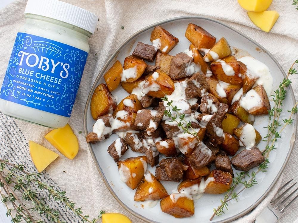 How to make Steak Potato Skillet with Blue Cheese Dressing