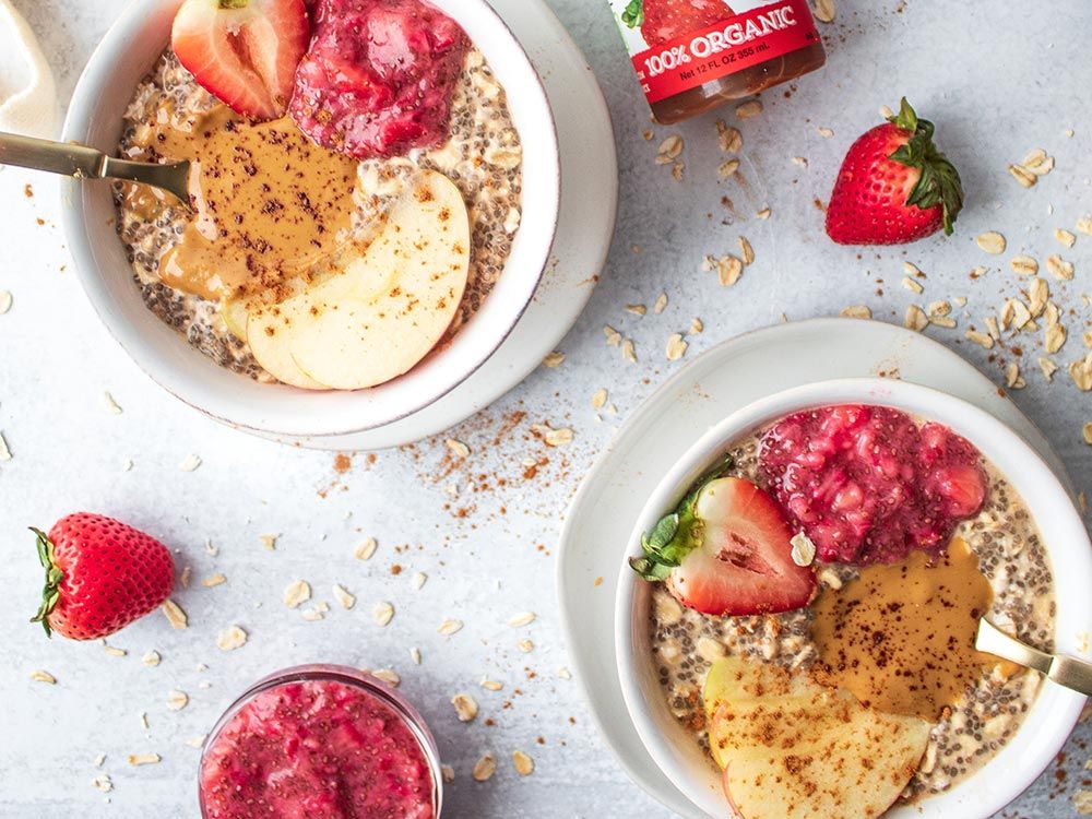 How to make Creamy Coconut Overnight Oats with Strawberry Chia Jam