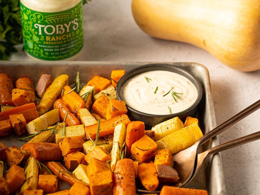 How to make Roasted Root Vegetables with Ranch Dressing & Dip