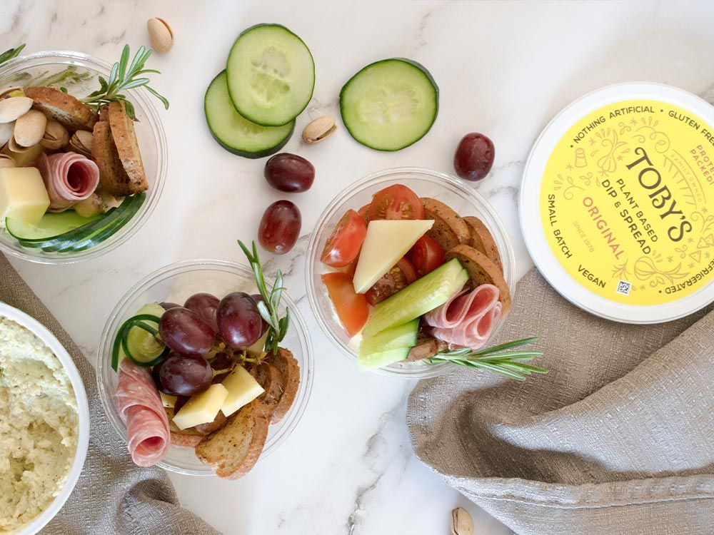 How to make Charcuterie Cups with Plant Based Dip & Spread