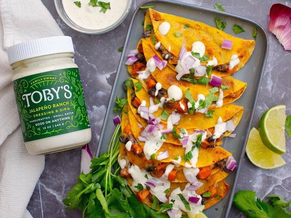 How to make Sweet Potato Bean Tacos with Jalapeño Ranch Dressing & Dip