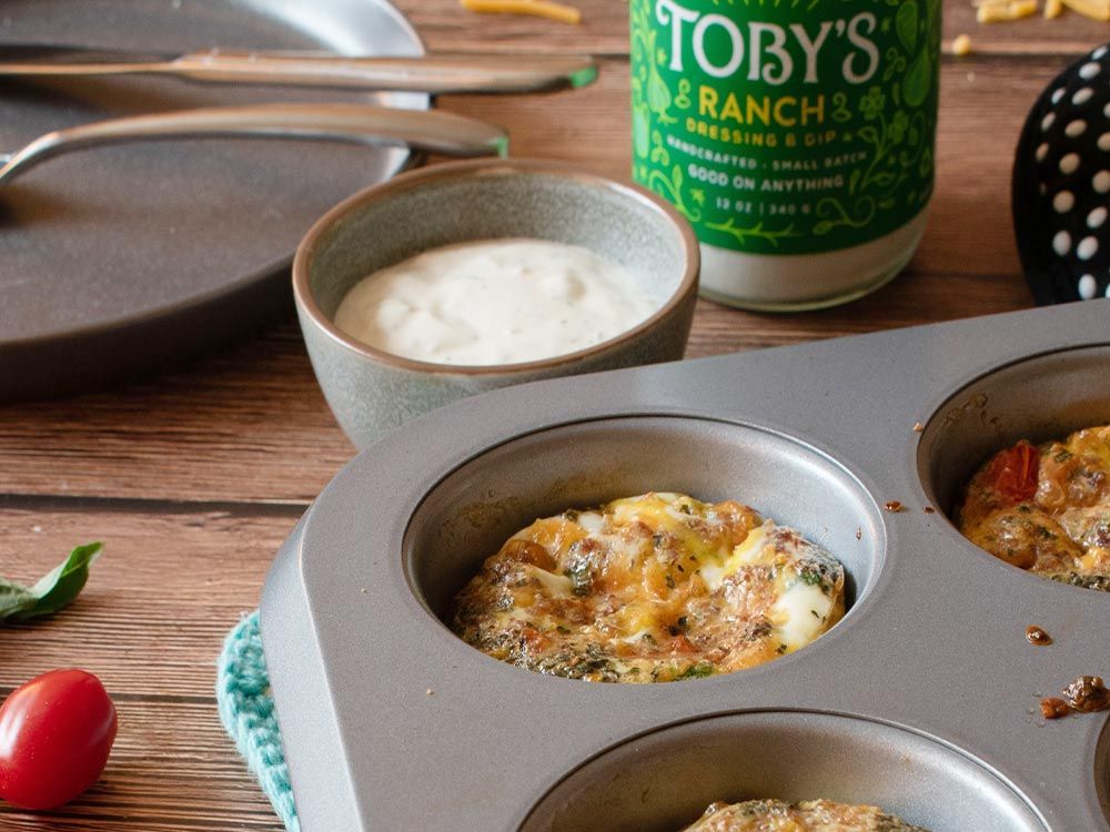 How to make Spinach Tomato Egg Bites with Ranch Dressing & Dip