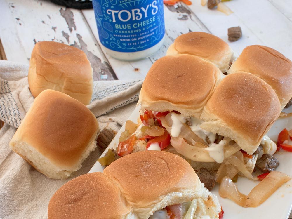 How to make Mini Cheesesteak Sliders with Blue Cheese Dressing