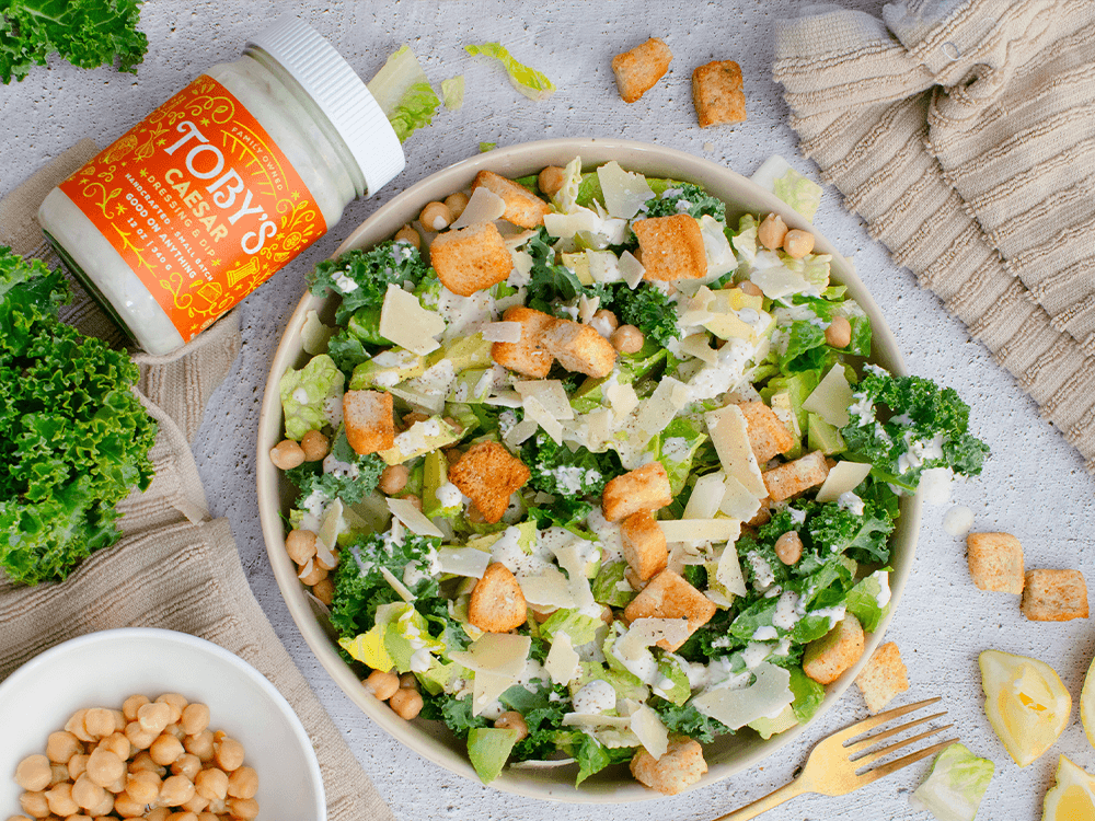 How to make Chickpea kale Caesar Salad