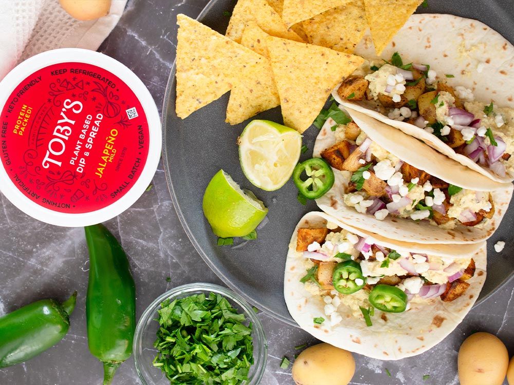 How to make Crispy Potato Tacos with Plant Based Dip & Spread