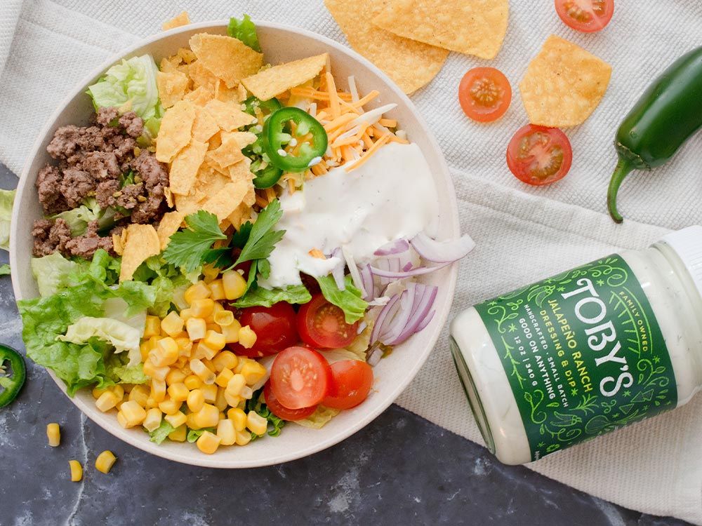 How to make Fresh Taco Salad with Jalapeño Ranch Dressing & Dip