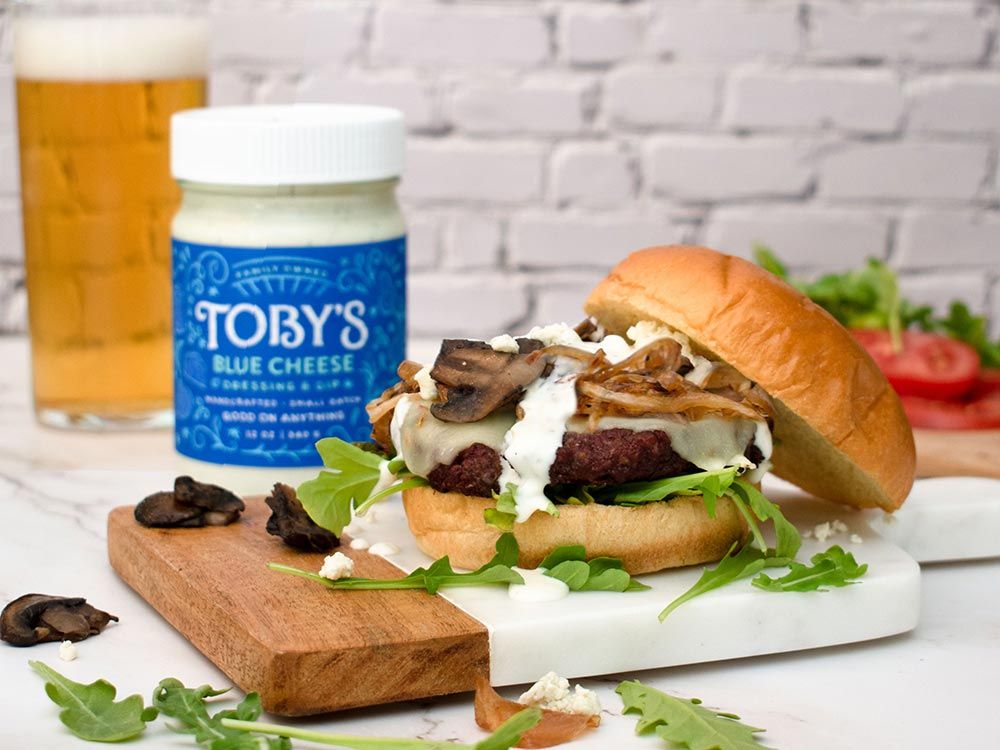 How to make Black & Blue Burgers with Blue Cheese Dressing