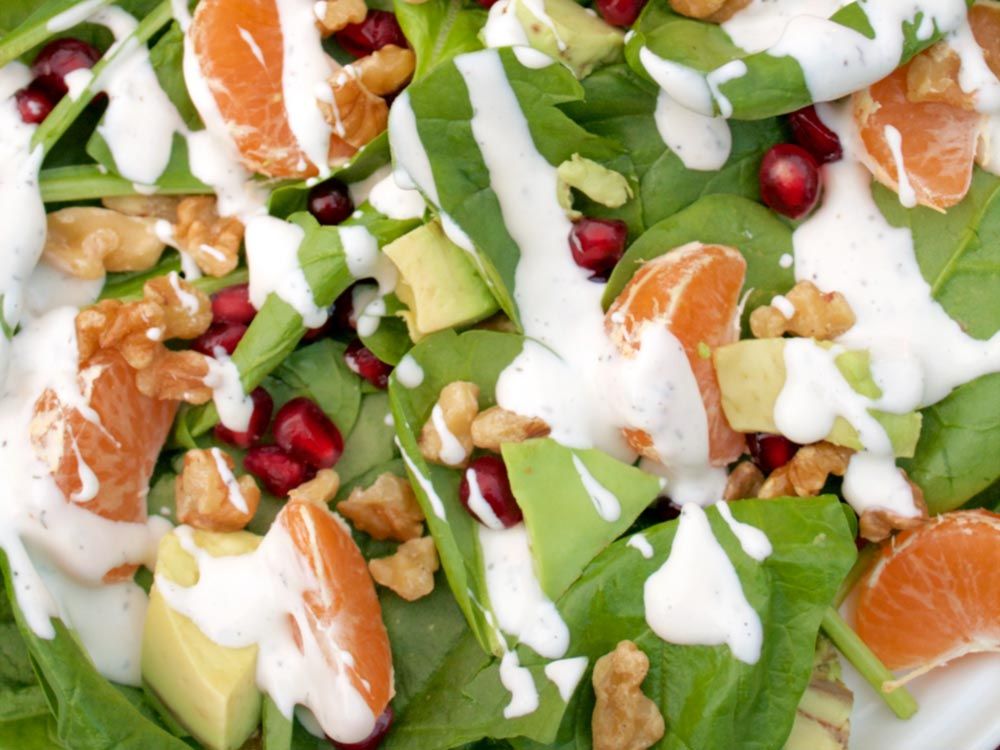 Mandarin Pomegranate Salad with Toby's Probiotic Yogurt Ranch Dressing