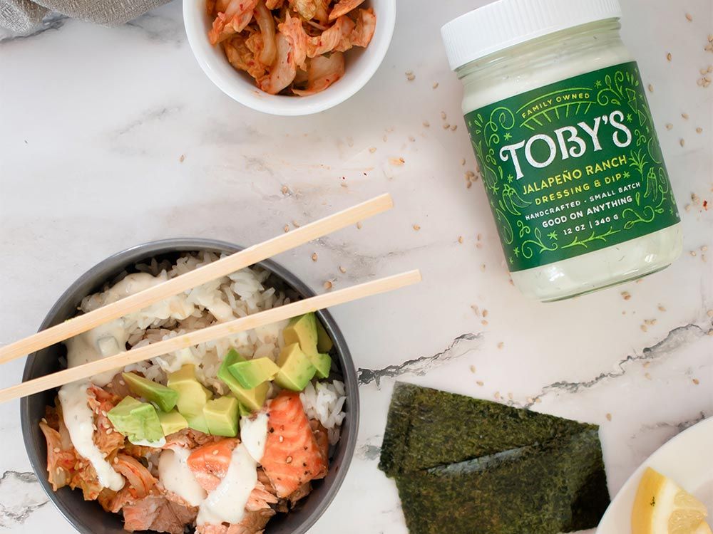 How to make Salmon Rice Bowl with Jalapeño Dressing & Dip