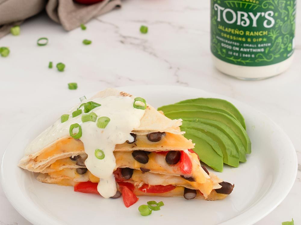 How to make Black Bean Quesadilla with Jalapeño Ranch Dressing & Dip