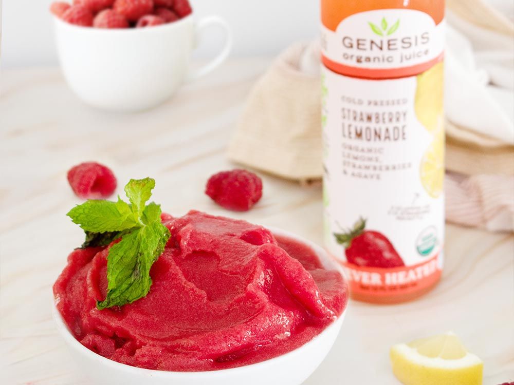 How to make Raspberry Lemon Sorbet with Genesis Organic Juice