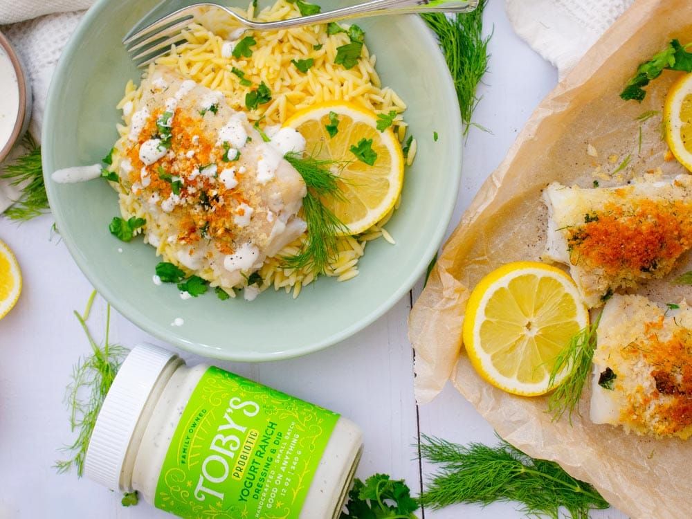 How to make Baked White Fish with Yogurt Ranch Dressing & Dip