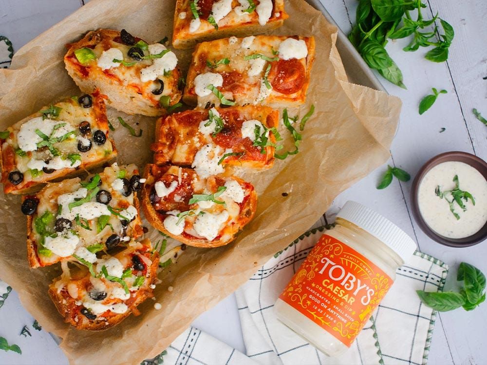 How to make French Bread Pizza with Caesar Dressing