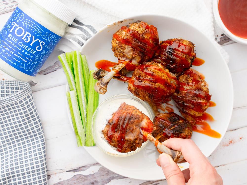 How to make Buffalo Chicken Drumstick Lollipops with Blue Cheese Dressing